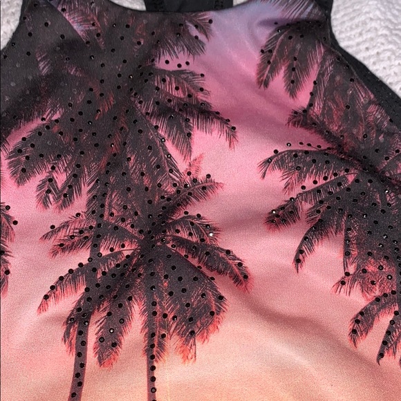 Palm Tree with Rhinestones Racerback SwimTOP - Picture 5 of 6